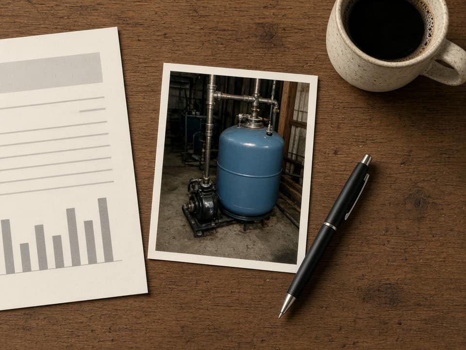 Water bill and pressure tank, Central New Jersey